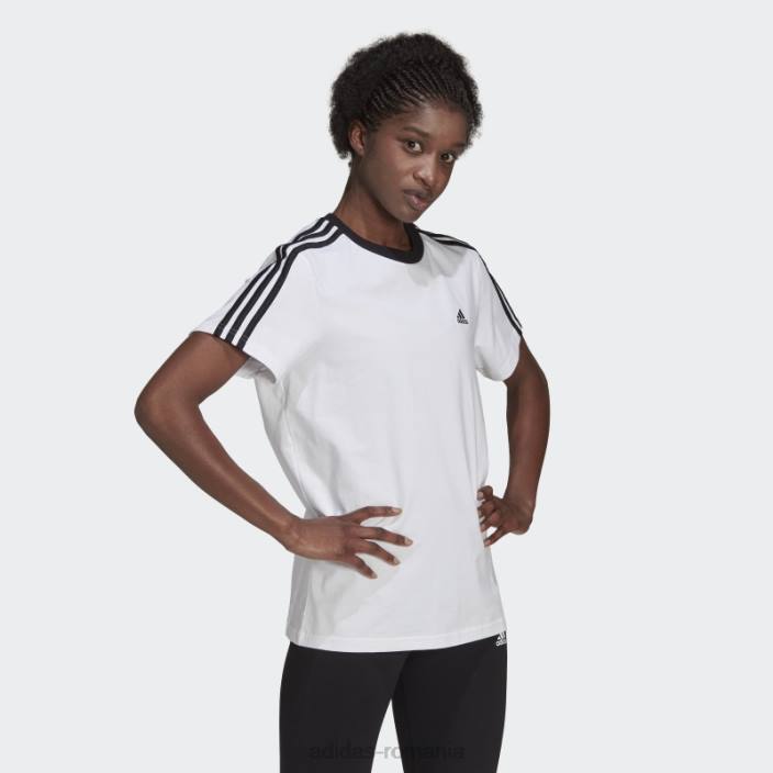 Adidas tricou alb essentials cu 3 dungi femei alb negru 2JBN2776