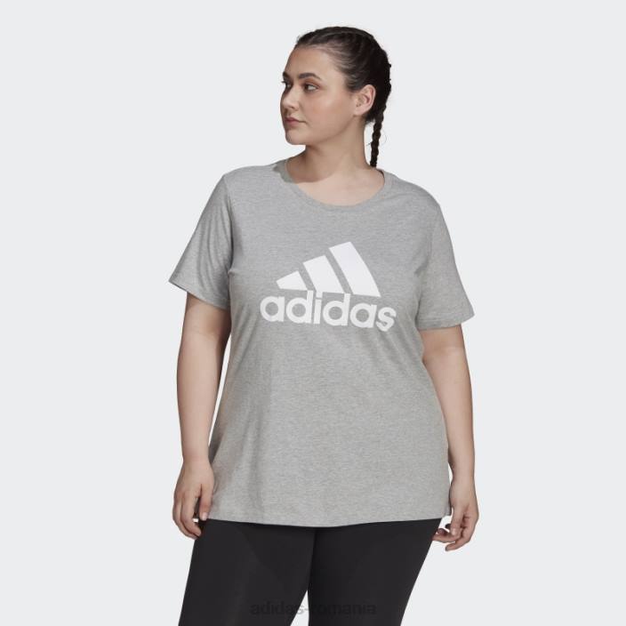 Adidas tricou cu logo essentials (mărime plus) gri mediu femei gri mediu/alb 2JBN3020
