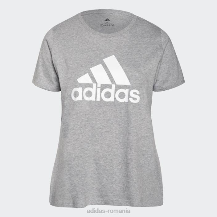 Adidas tricou cu logo essentials (mărime plus) gri mediu femei gri mediu/alb 2JBN3020