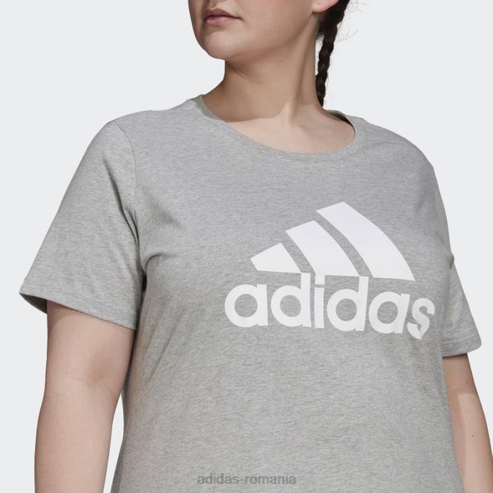 Adidas tricou cu logo essentials (mărime plus) gri mediu femei gri mediu/alb 2JBN3020