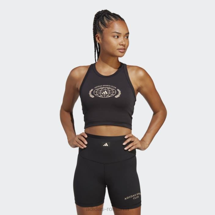 Adidas Club sportiv crop graphic tank top negru femei negru 2JBN2347