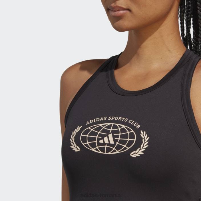 Adidas Club sportiv crop graphic tank top negru femei negru 2JBN2347
