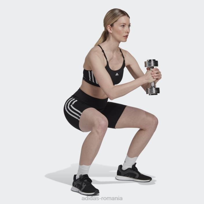 Adidas Elemente esențiale pentru antrenament negru, elegant, cu trei dungi, jambiere scurte cu talie înaltă femei negru 2JBN2627