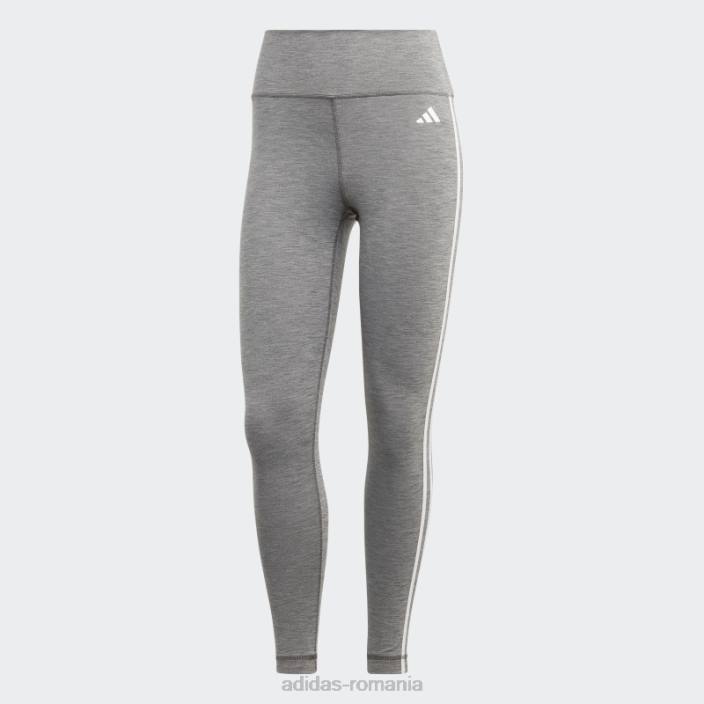 Adidas Elemente esențiale pentru trenuri, gri închis, cu trei dungi, jambiere 7/8 cu talie înaltă femei erica gri închis 2JBN9550