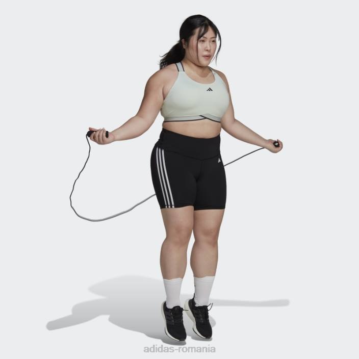 Adidas Esențial pentru antrenament negru, cu trei dungi, jambiere scurte cu talie înaltă (plus mărime) femei negru 2JBN9875