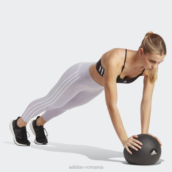 Adidas Esențiale pentru trenul din zori argintii, jambiere 7/8 cu talie înaltă cu 3 dungi femei zori argintii 2JBN9214