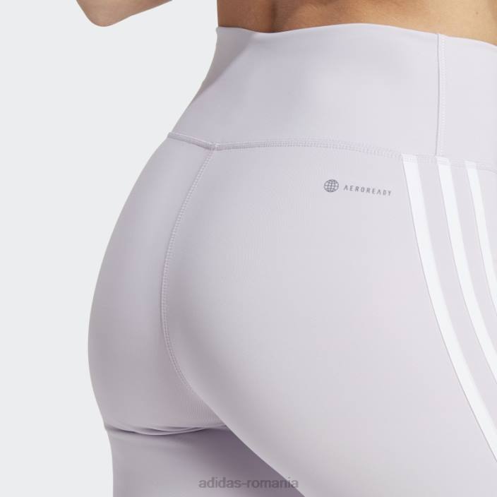 Adidas Esențiale pentru trenul din zori argintii, jambiere 7/8 cu talie înaltă cu 3 dungi femei zori argintii 2JBN9214