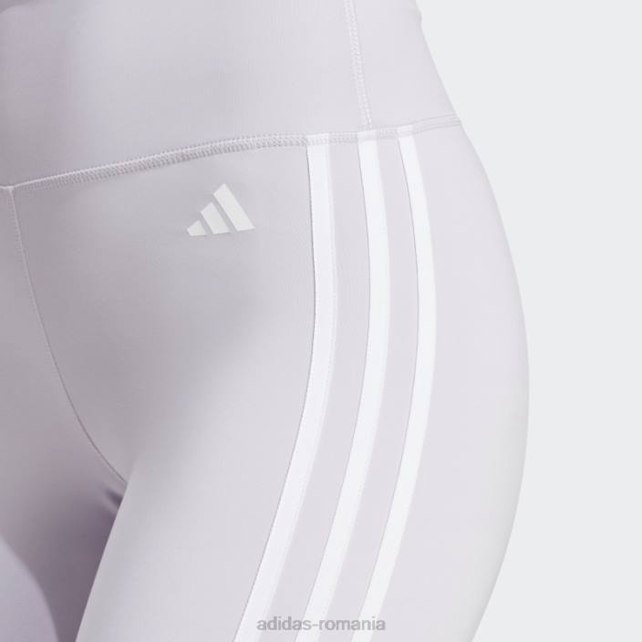 Adidas Esențiale pentru trenul din zori argintii, jambiere 7/8 cu talie înaltă cu 3 dungi femei zori argintii 2JBN9214