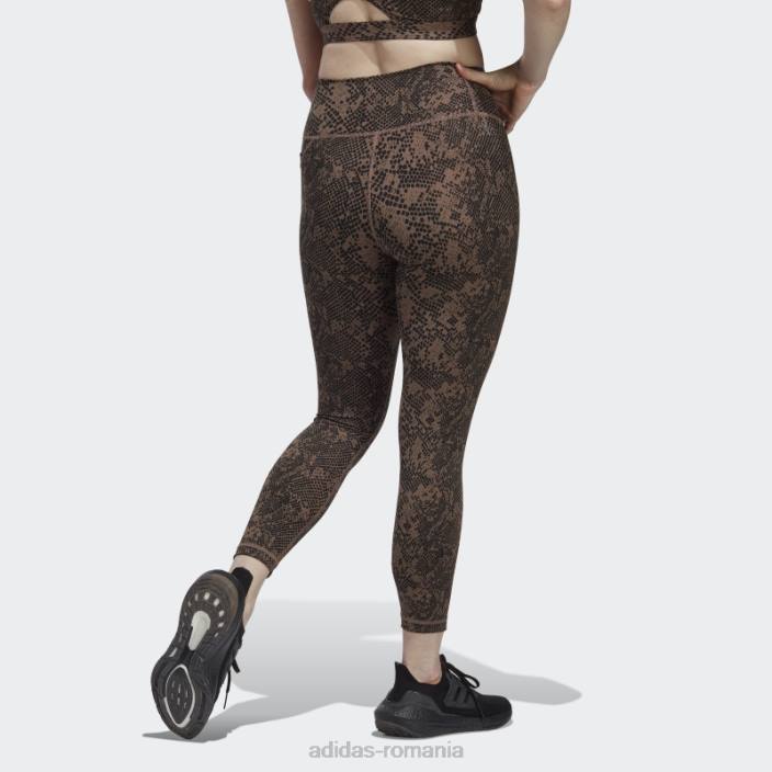 Adidas Jambiere 7/8 cu imprimeu animal de antrenament Earth Optime Stash Pocket femei pământ/negru 2JBN9623