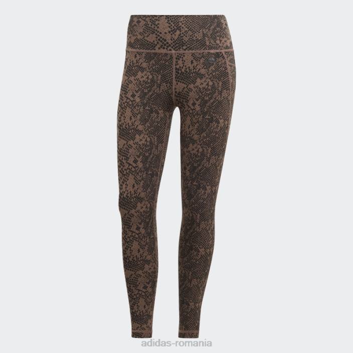 Adidas Jambiere 7/8 cu imprimeu animal de antrenament Earth Optime Stash Pocket femei pământ/negru 2JBN9623