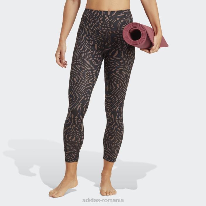 Adidas Jambiere 7/8 imprimate cu elemente esențiale yoga negre femei cerneala neagra 2JBN16468