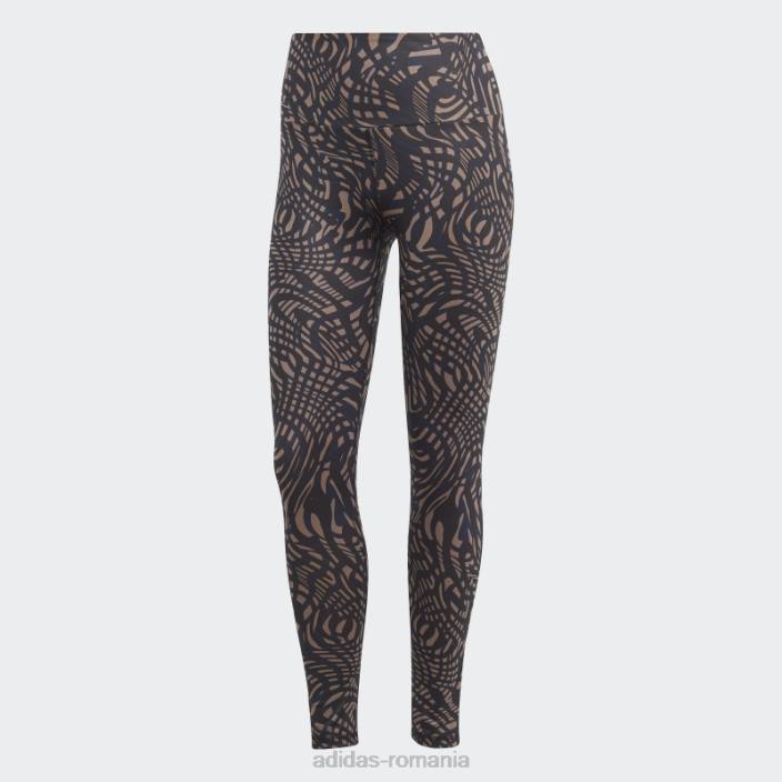 Adidas Jambiere 7/8 imprimate cu elemente esențiale yoga negre femei cerneala neagra 2JBN16468