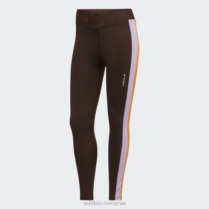 Adidas Leggings 7/8 techfit hyperglam maro închis femei maro inchis 2JBN3155