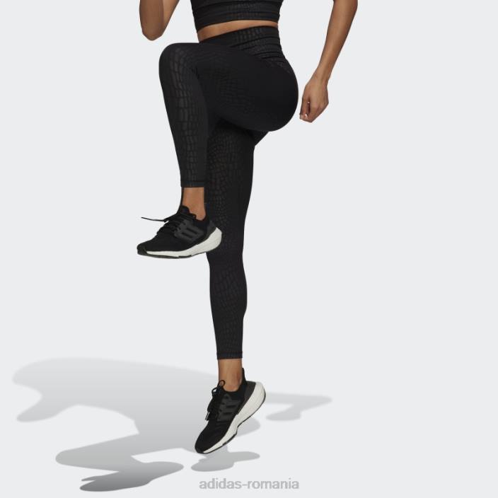 Adidas Leggings optime training croc emboss 7/8 negru femei negru 2JBN10724