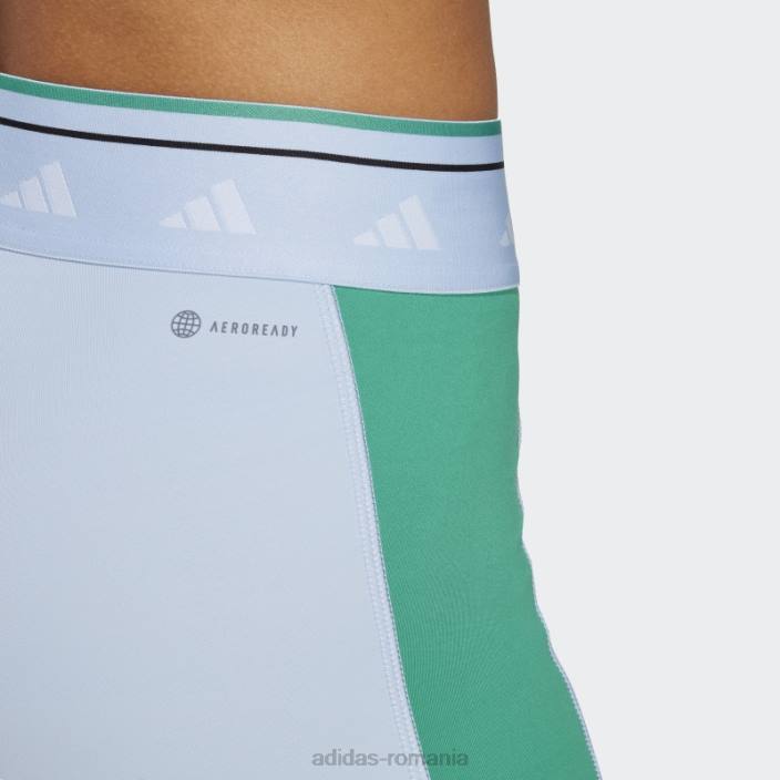 Adidas Leggings scurti techfit colorblock 3 inch albastru zori femei albastru zori/curte verde/negru 2JBN10837