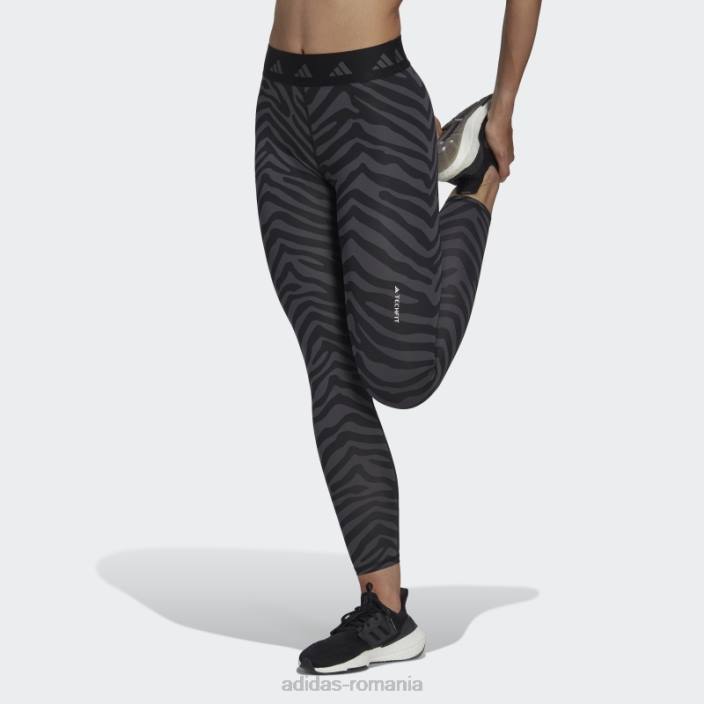 Adidas Leggings zebră 7/8 hyperglam techfit cu talie înaltă adidas multicolor femei multicolor/negru 2JBN3042