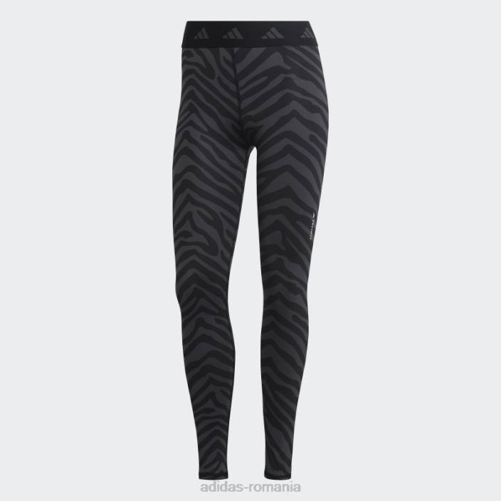 Adidas Leggings zebră 7/8 hyperglam techfit cu talie înaltă adidas multicolor femei multicolor/negru 2JBN3042