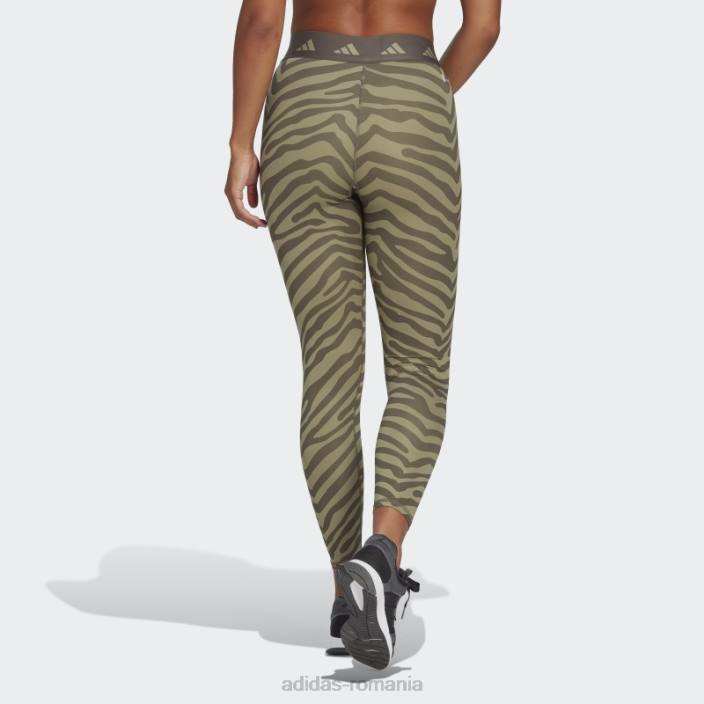Adidas Leggings zebră 7/8 hyperglam techfit cu talie înaltă, verde orbit femei multicolor/orbit verde 2JBN2781