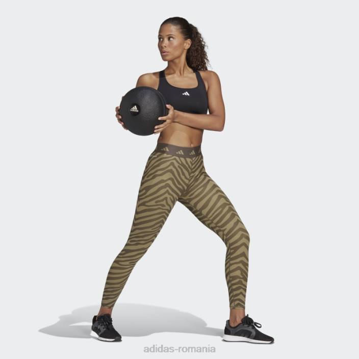 Adidas Leggings zebră 7/8 hyperglam techfit cu talie înaltă, verde orbit femei multicolor/orbit verde 2JBN2781