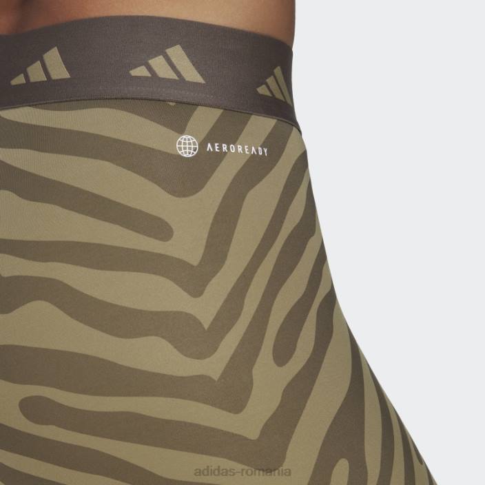 Adidas Leggings zebră 7/8 hyperglam techfit cu talie înaltă, verde orbit femei multicolor/orbit verde 2JBN2781