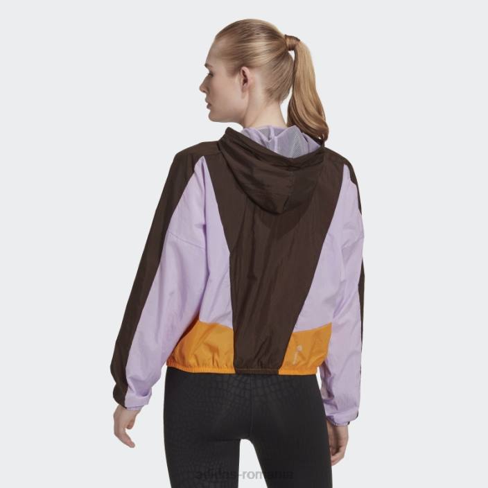 Adidas Top de sport hyperglam maro închis cu glugă femei maro închis/violet strălucire/portocaliu 2JBN3023