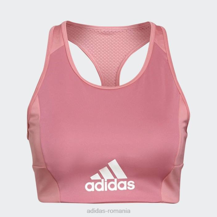Adidas Top sutien sport căptușit cu logo-ul cu 2 mișcări aeroready în tonuri de trandafir femei ton trandafir/alb 2JBN3251