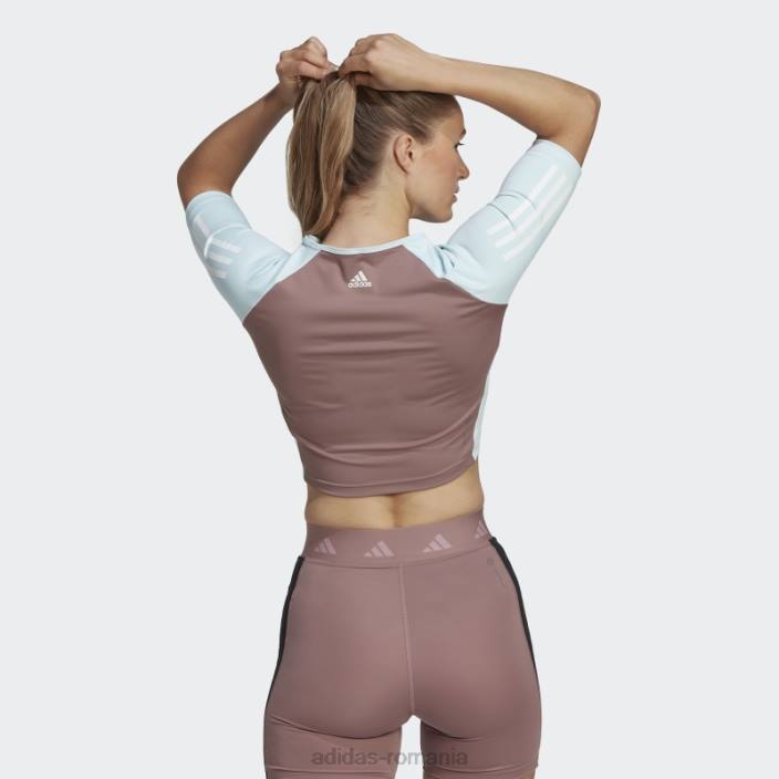Adidas Tricou crop de antrenament hyperglam violet femei violet/albastru 2JBN3044
