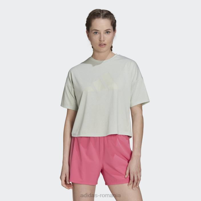 Adidas Tricou cu logo-ul cu 3 bare cu icoane trenuri verzi femei verde 2JBN9466