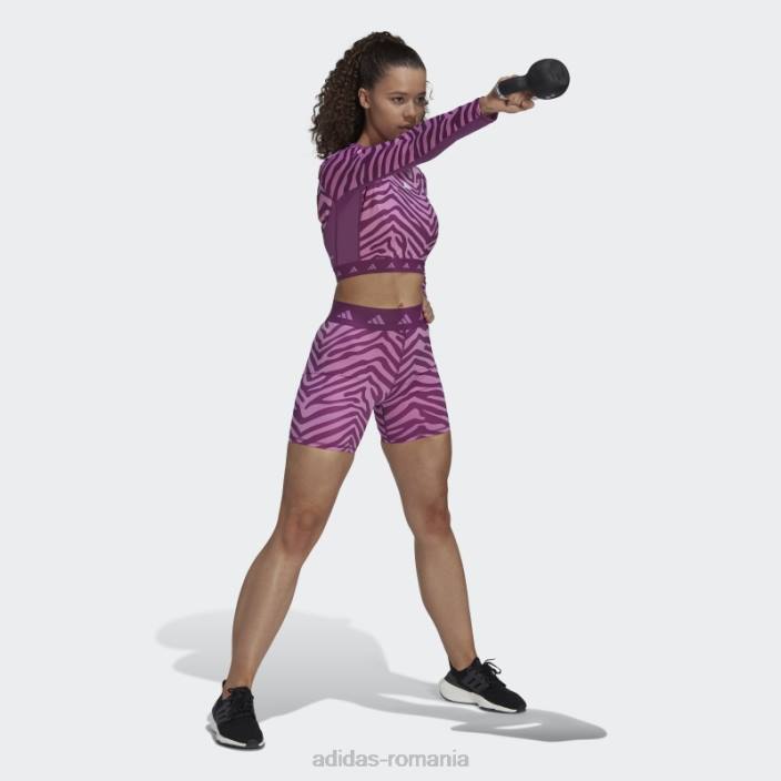 Adidas Tricou cu mânecă lungă cu mânecă lungă, cu zebră, hyperglam techfit multicolor femei multicolor/liliac 2JBN2963
