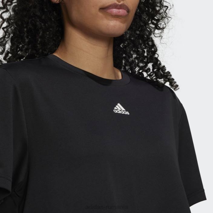 Adidas Tricou negru aeroready studio loose crop femei alb negru 2JBN8870