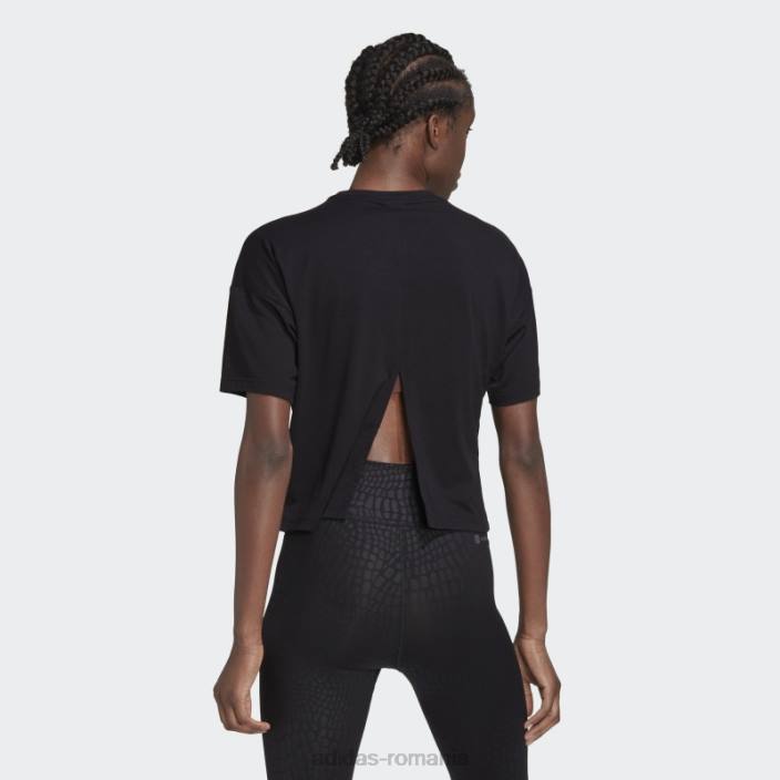 Adidas Tricou negru cu logo-ul cu 3 bare cu iconițe de tren adidas femei negru 2JBN2415