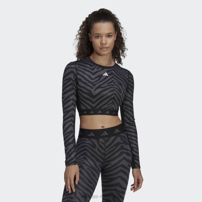 Adidas Tricou zebră cu mânecă lungă hyperglam techfit crop multicolor adidas femei multicolor/negru 2JBN10818