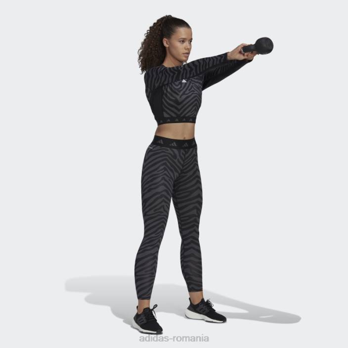 Adidas Tricou zebră cu mânecă lungă hyperglam techfit crop multicolor adidas femei multicolor/negru 2JBN10818