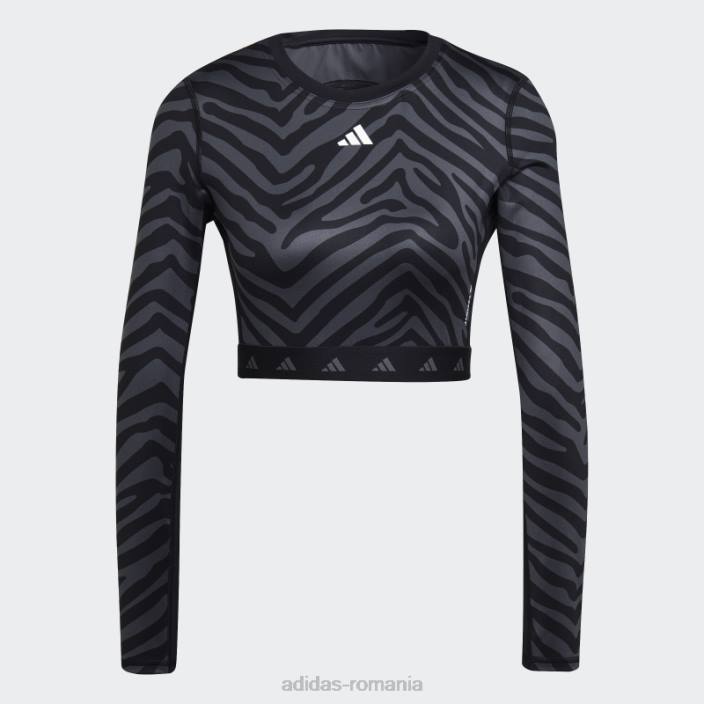 Adidas Tricou zebră cu mânecă lungă hyperglam techfit crop multicolor adidas femei multicolor/negru 2JBN10818