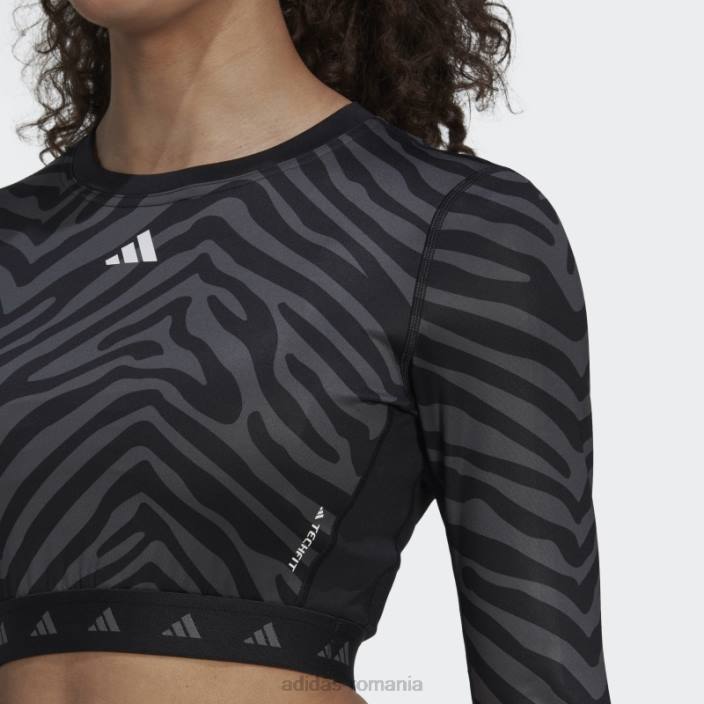 Adidas Tricou zebră cu mânecă lungă hyperglam techfit crop multicolor adidas femei multicolor/negru 2JBN10818