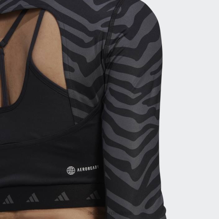 Adidas Tricou zebră cu mânecă lungă hyperglam techfit crop multicolor adidas femei multicolor/negru 2JBN10818