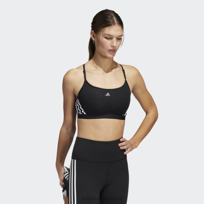Adidas aeroreact antrenament light-support sutien cu 3 dungi negru fierbinte femei alb negru 2JBN8922