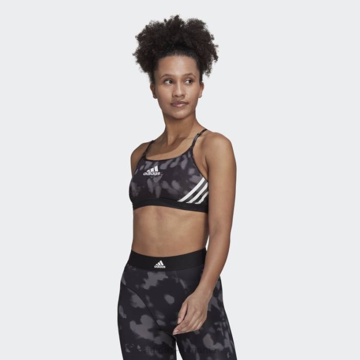 Adidas aeroreact sutien cu susținere la lumină hyperglam imprimat gri fashion femei gri/negru/alb 2JBN10699