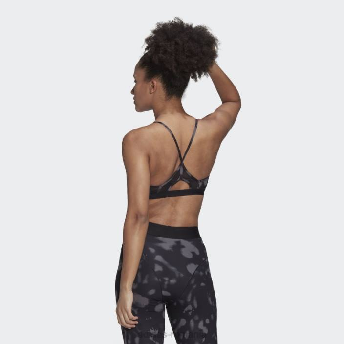Adidas aeroreact sutien cu susținere la lumină hyperglam imprimat gri fashion femei gri/negru/alb 2JBN10699