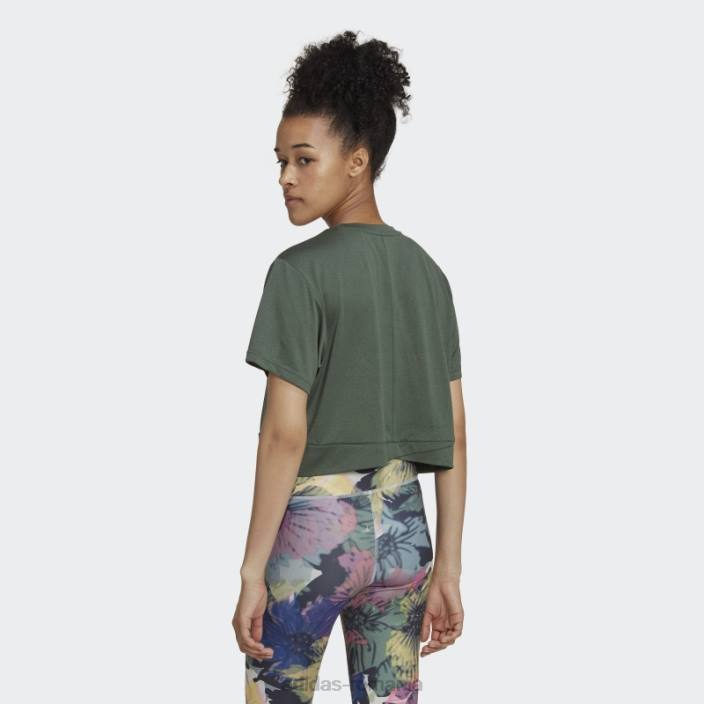 Adidas aeroready studio loose crop tee verde oxid adidas femei oxid verde/alb 2JBN8958