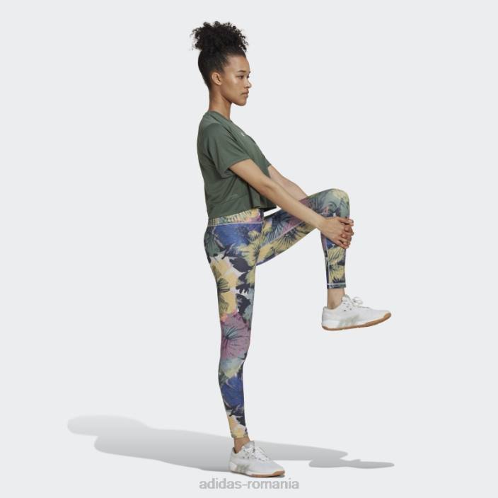 Adidas aeroready studio loose crop tee verde oxid adidas femei oxid verde/alb 2JBN8958