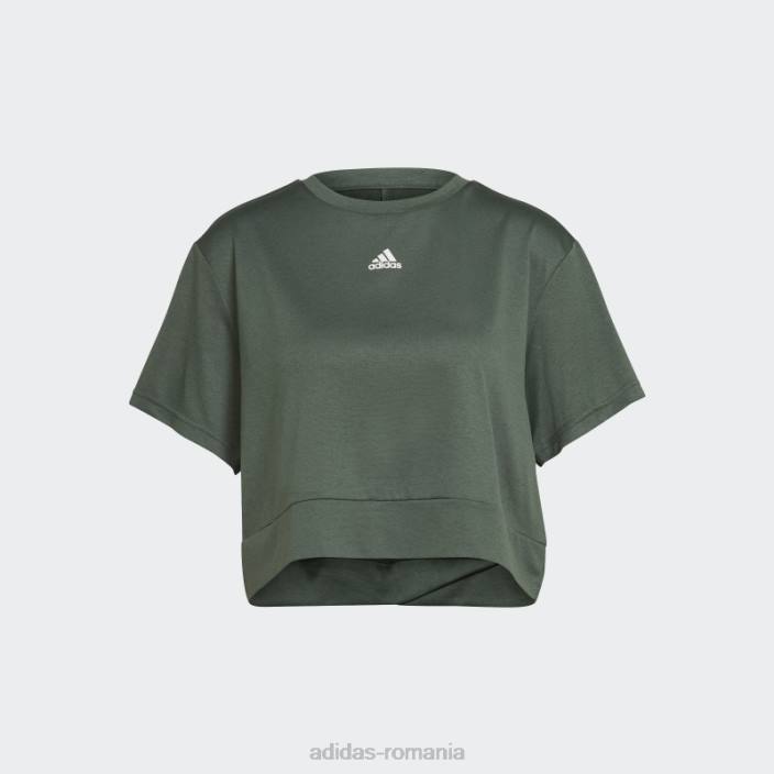 Adidas aeroready studio loose crop tee verde oxid adidas femei oxid verde/alb 2JBN8958