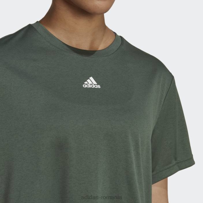 Adidas aeroready studio loose crop tee verde oxid adidas femei oxid verde/alb 2JBN8958