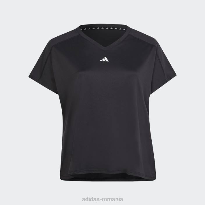 Adidas aeroready train essentials branding minim tricou cu decolteu în V (plus mărime) negru femei negru 2JBN9830