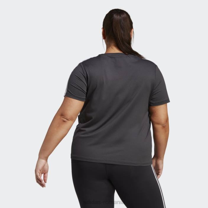 Adidas aeroready train essentials tricou cu 3 dungi (mărime plus) negru femei alb negru 2JBN17191