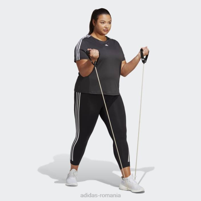 Adidas aeroready train essentials tricou cu 3 dungi (mărime plus) negru femei alb negru 2JBN17191
