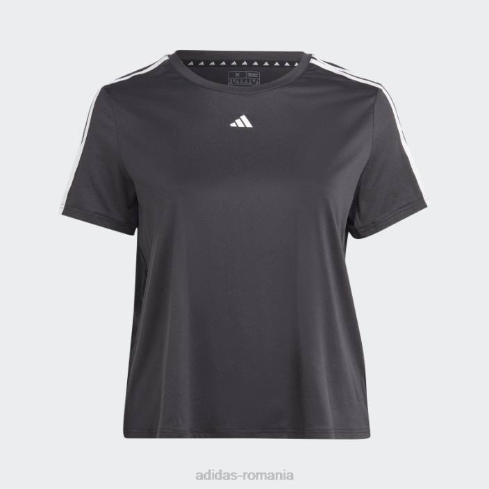 Adidas aeroready train essentials tricou cu 3 dungi (mărime plus) negru femei alb negru 2JBN17191