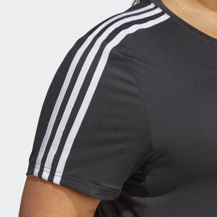 Adidas aeroready train essentials tricou cu 3 dungi (mărime plus) negru femei alb negru 2JBN17191