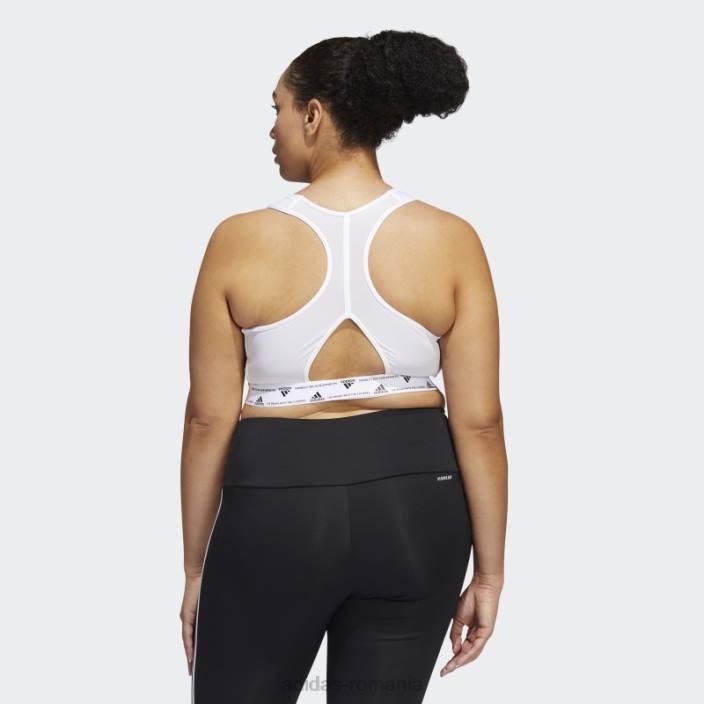 Adidas alb powerreact training sutien mediu 3 dungi (plus marime) fierbinte femei alb negru 2JBN2447