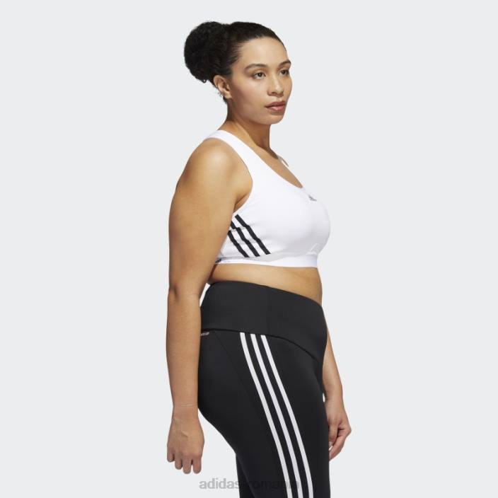 Adidas alb powerreact training sutien mediu 3 dungi (plus marime) fierbinte femei alb negru 2JBN2447